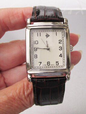 NEW Retired SILPADA Tank Square Wrist Watch Dark Brown Leather Band 6"-8" Unisex
